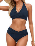 Sopliagon Women's Bikini Sets Twist Front Two Piece Swimsuit - Halter