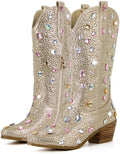Sparkly Rhinestones Cowboy Boots for Women - 2in Heel Calf High