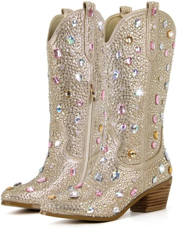 Sparkly Rhinestones Cowboy Cowgirl Style Boots for Women
