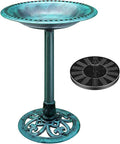 Polyresin Antique Outdoor Green Garden Bird Bath and Solar Fountain