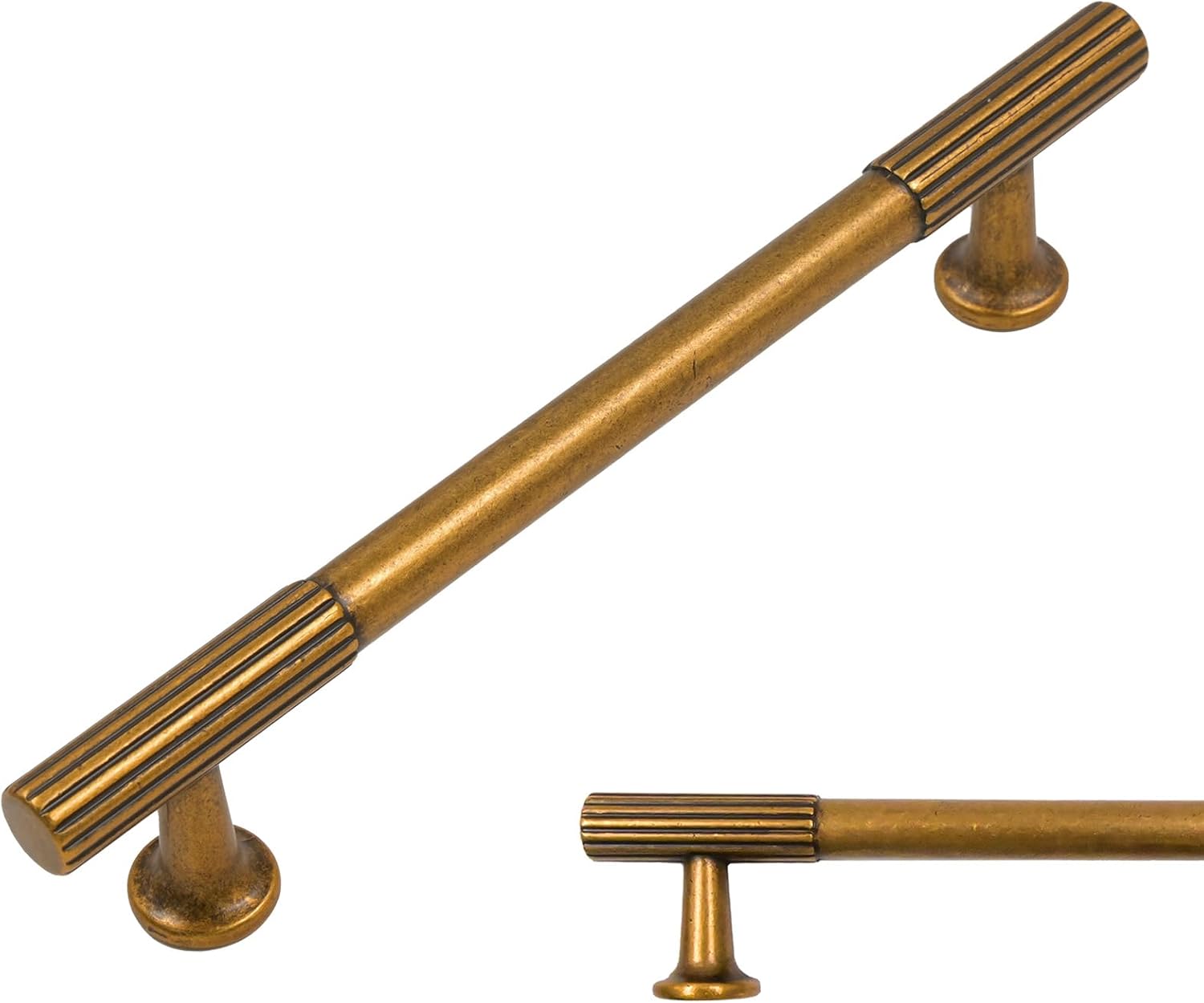 Amerdeco 10 Pack Antique Brass Cabinet Pulls for Kitchen Use