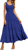Women's Smocked Tank Tiered Maxi Dress - Flowy Summer Sundress