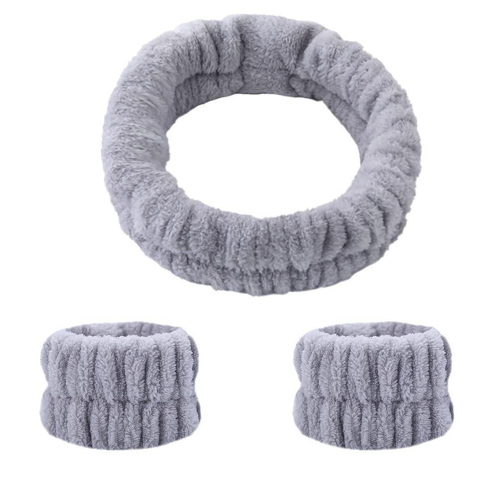 Adjustable Spa Headband Set, Gray, 3pcs