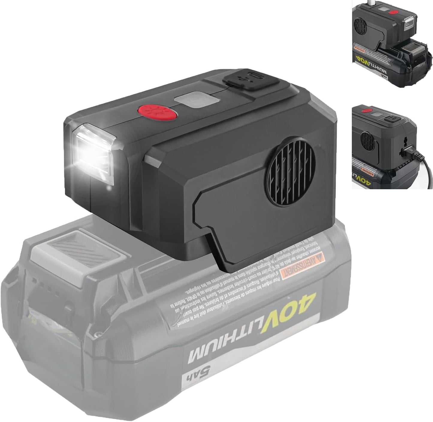 JJXNDO 40V Power Inverter: Portable Power Source with LED Light & USB Outlet