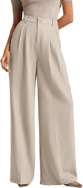 ELLEVEN Women's Casual Wide Leg Dress-Pants - High Elastic Waisted