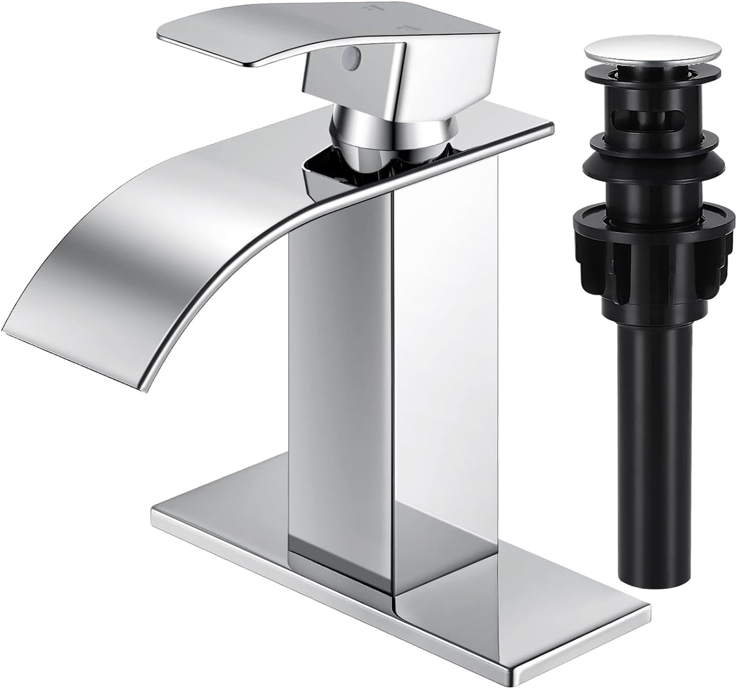 Chrome Bathroom Faucets with Luxurious Waterfall Flow Design