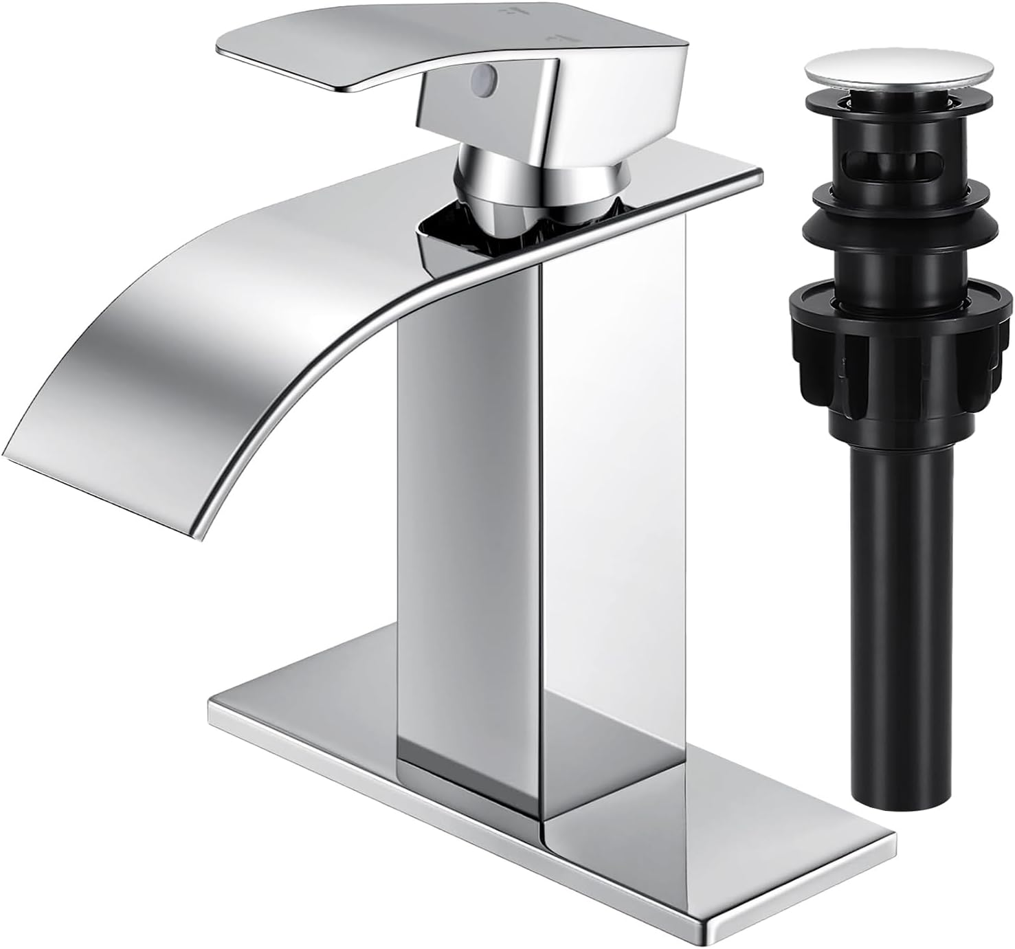 Chrome Bathroom Faucets with Luxurious Waterfall Flow Design
