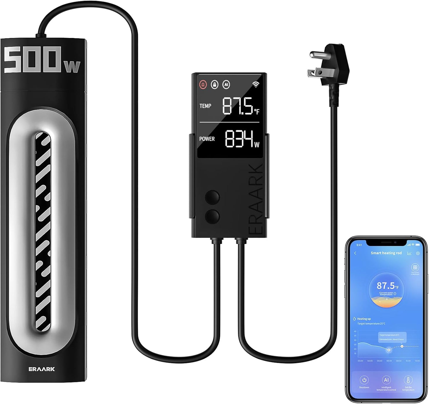 500W Fish Tank Heater - Marine & Freshwater - LED Display