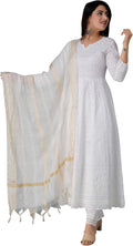 JG JAI GOVINDAM Chikankari Cotton Anarkali Kurti Set - Lightweight