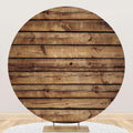 Rustic Wood Round Backdrop Cover for Birthday and Baby Showers