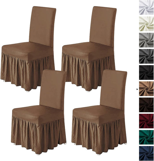 Molasofa Stretch Chair Covers for Dining Room Set of 4 Brown