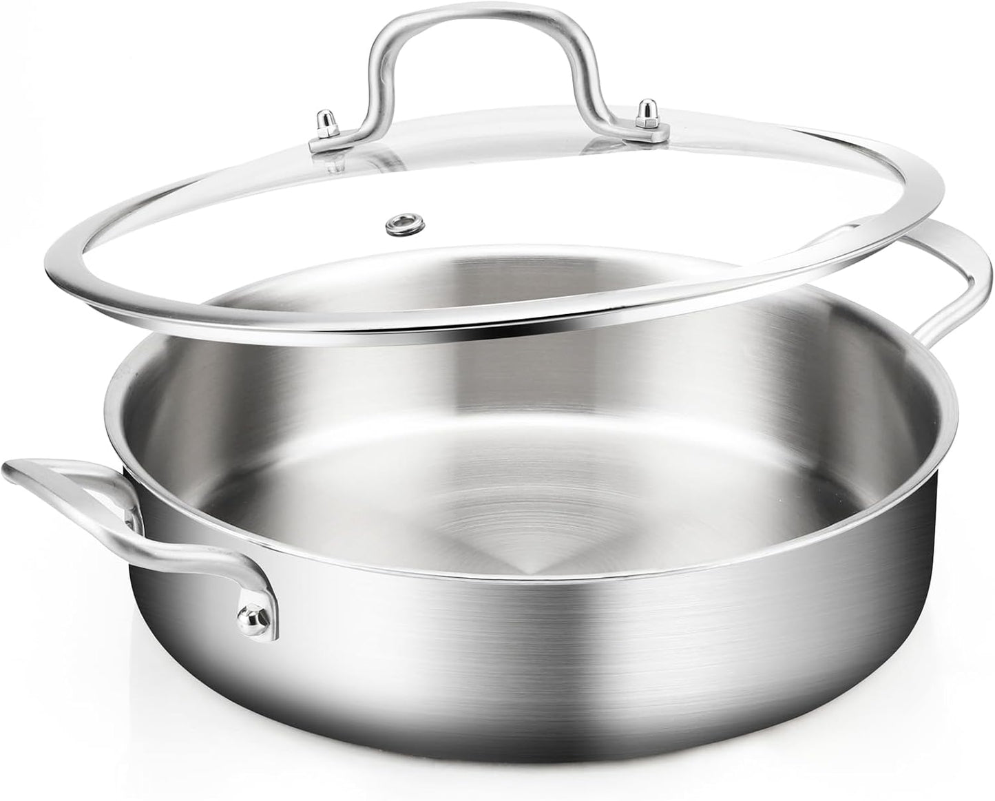 Saute Pan with Lids - 12 inch 7QT Induction Skillet for All Cooktops