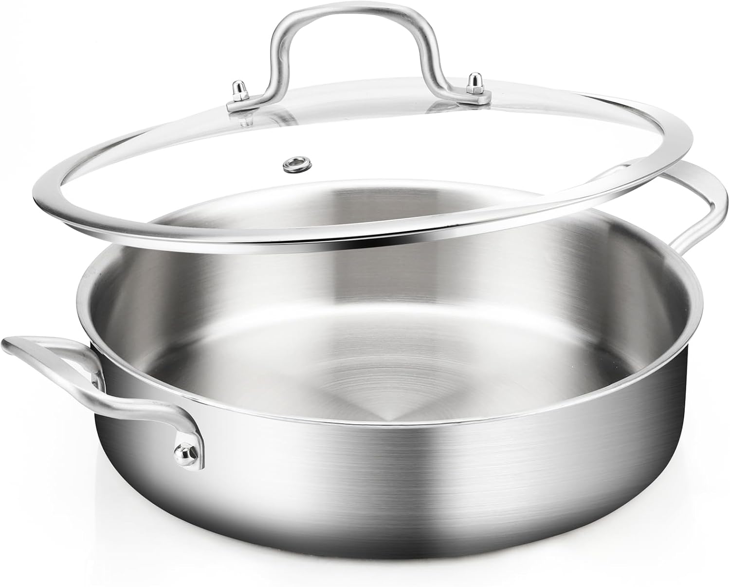 Saute Pan with Lids - 12 inch 7QT Induction Skillet for All Cooktops