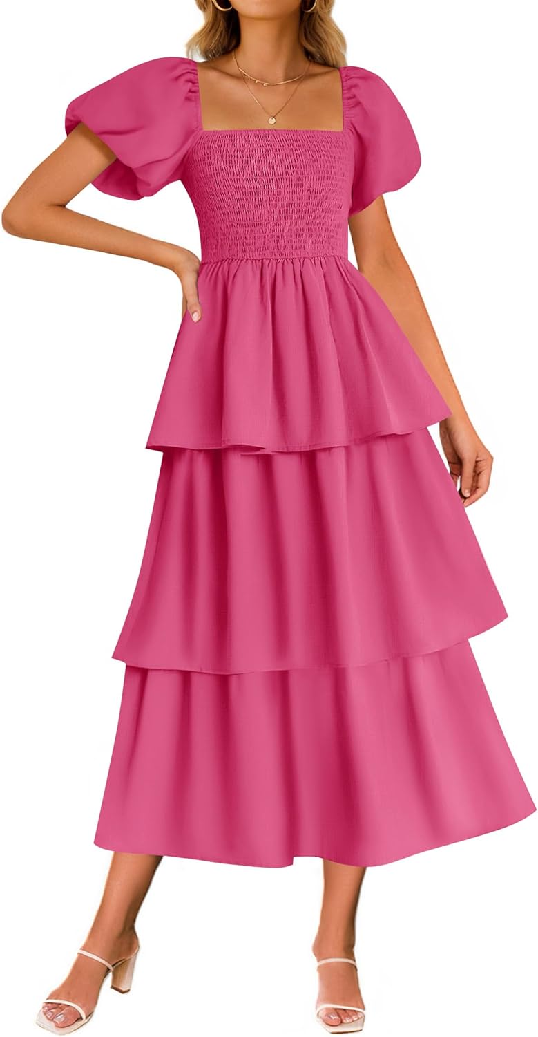 ZESICA Women's Boho Midi Dress for Summer Beach Vacations