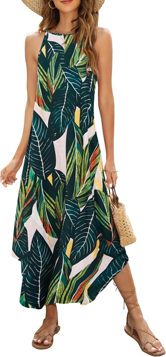 Halter Maxi Dress for Women - Summer Casual Beach Style