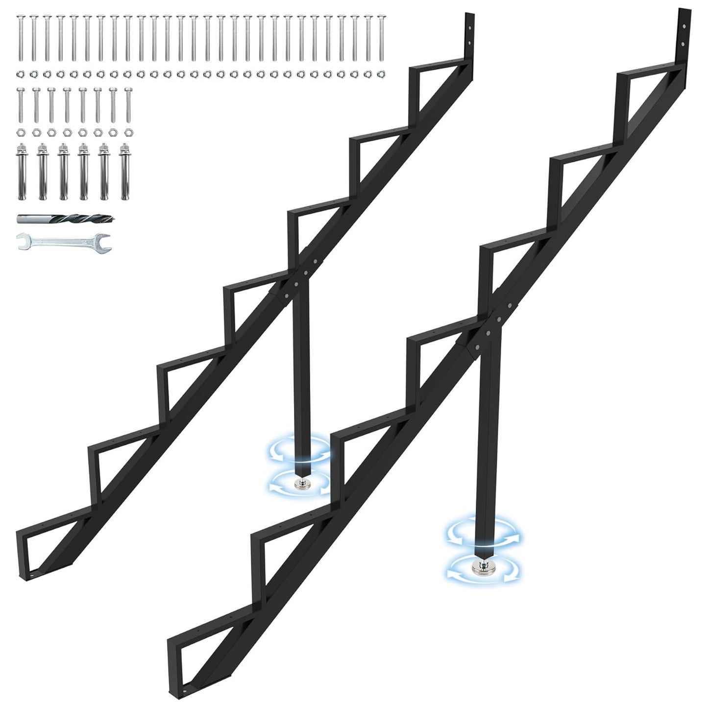 Steel Stair Step Riser 7-Step Heavy Duty Metal Stringer Set