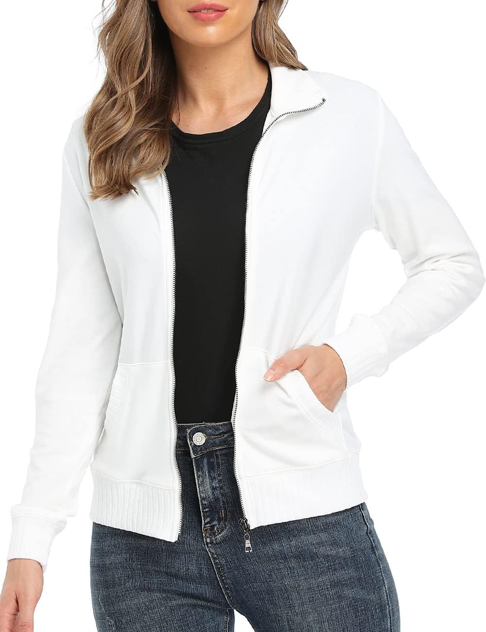 Women's Zip Up Sweatshirt Jacket for Running and Sports