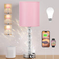 Touch Bedside Crystal Lamp with USB C+A Ports and AC Outlet - Large