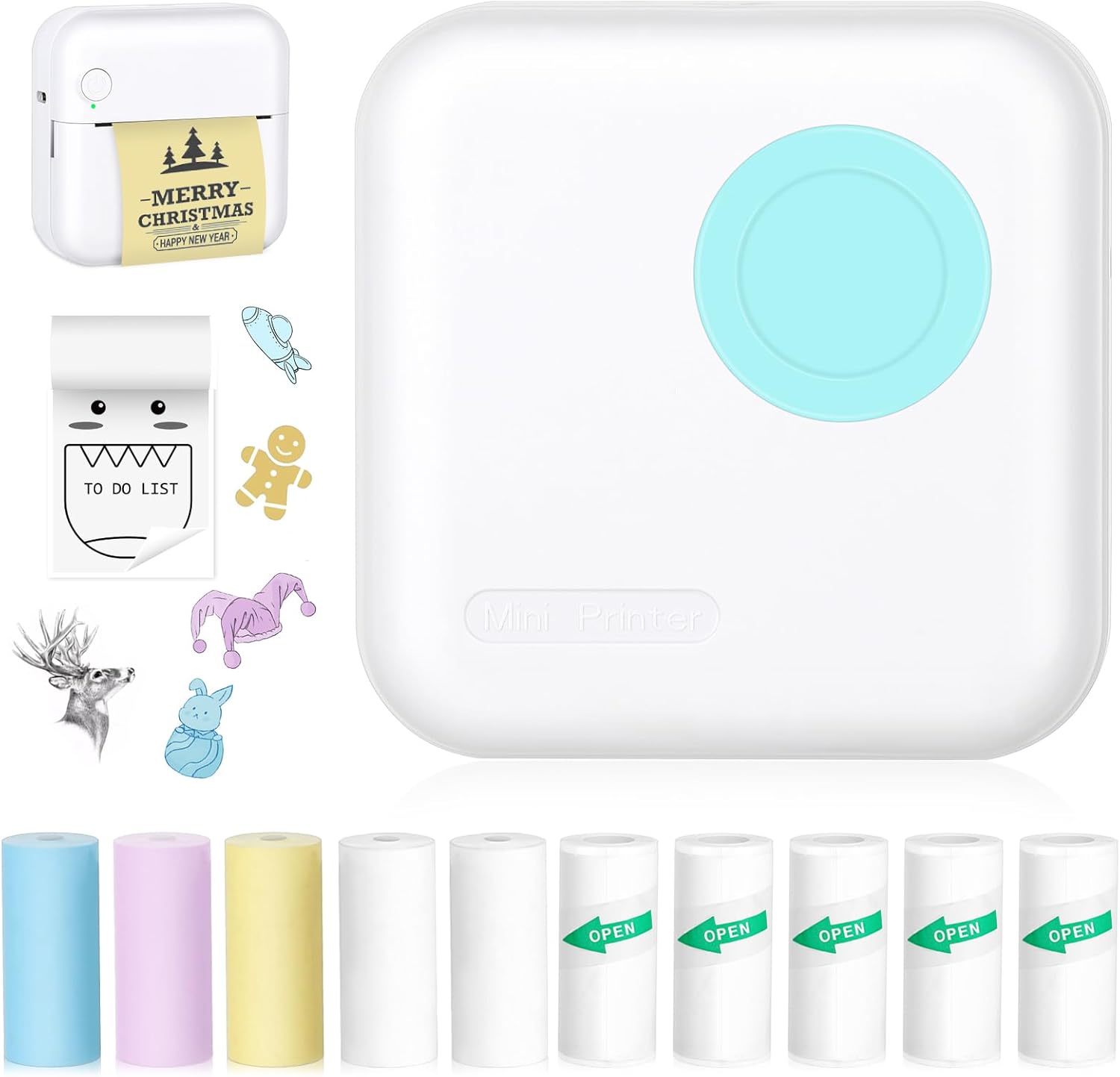 Inkless Mini Sticker Printer Bundle for iOS & Android - DIY Delight!