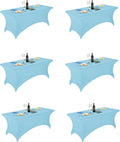 Bluemist 6Pack Spandex Table Covers 6ft Fitted Tablecloth - Stretch