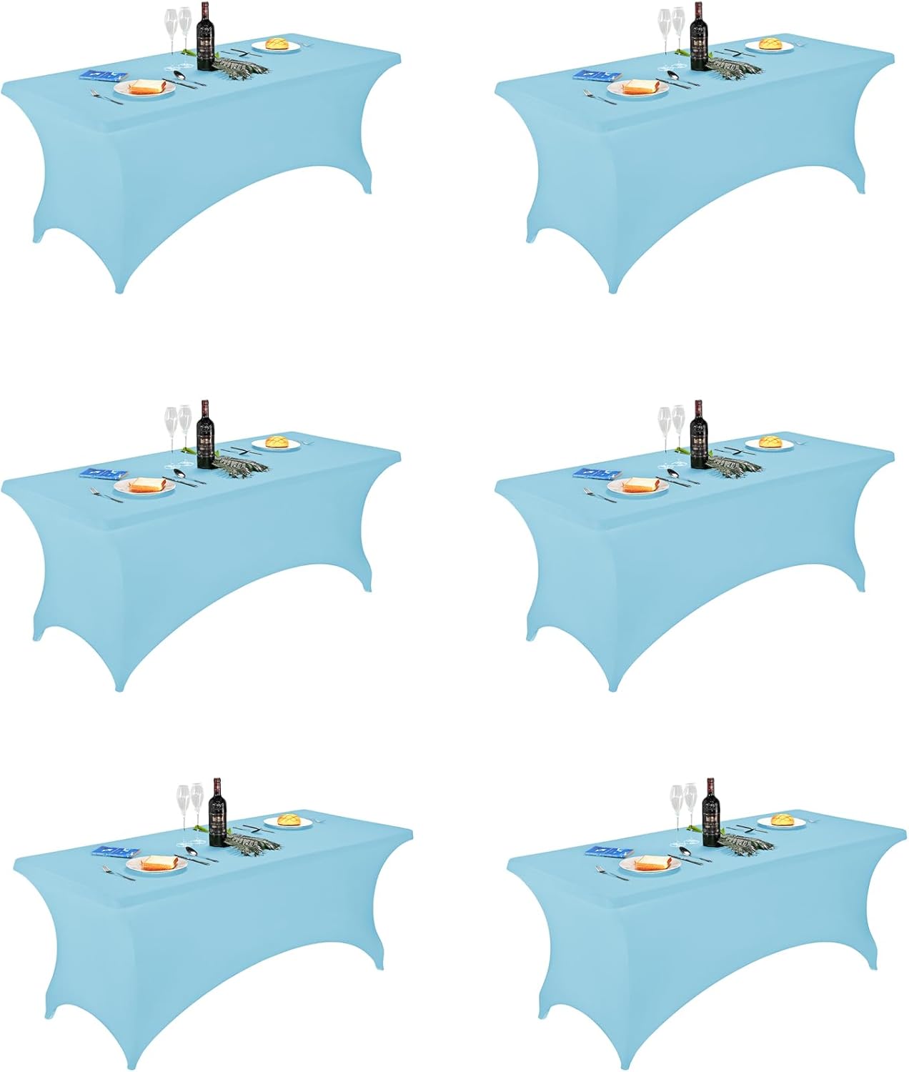 Fitted Spandex Table Covers for 6ft Rectangular Tables - Bluemist