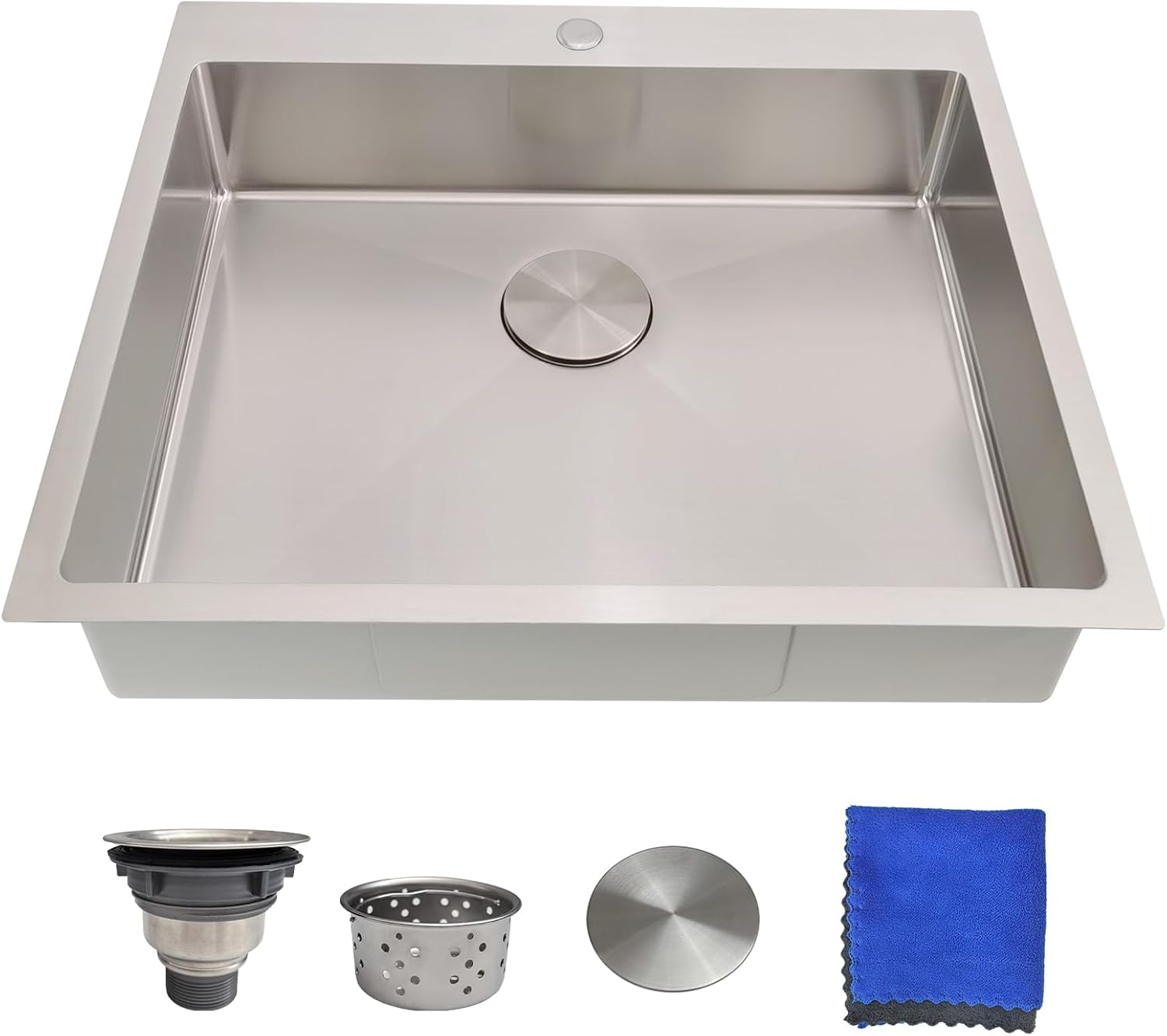 Durable 25x22 Drop In Stainless Steel Kitchen Sink for Prep Use