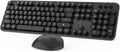 Wireless Keyboard and Mouse Combo - Retro Round Keycap Design