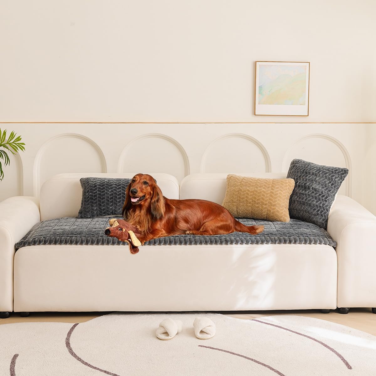 Fuzzy Couch Cover for Pets - Washable Non-Slip Sofa Protector