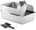 Yangbaga Extra Large Stainless Steel Litter Box - Tall Leak Proof