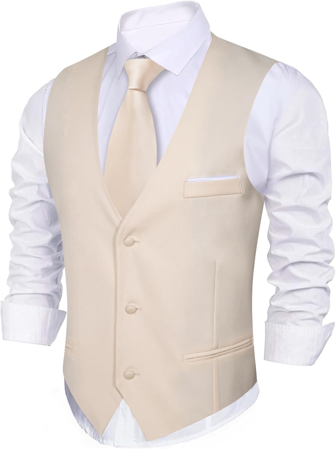 Barry.Wang Mens Suit Vest Slim Fit V-Neck for Formal Events