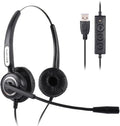 VoiceJoy Call Center Noise Cancelling Binaural Headset - USB Plug