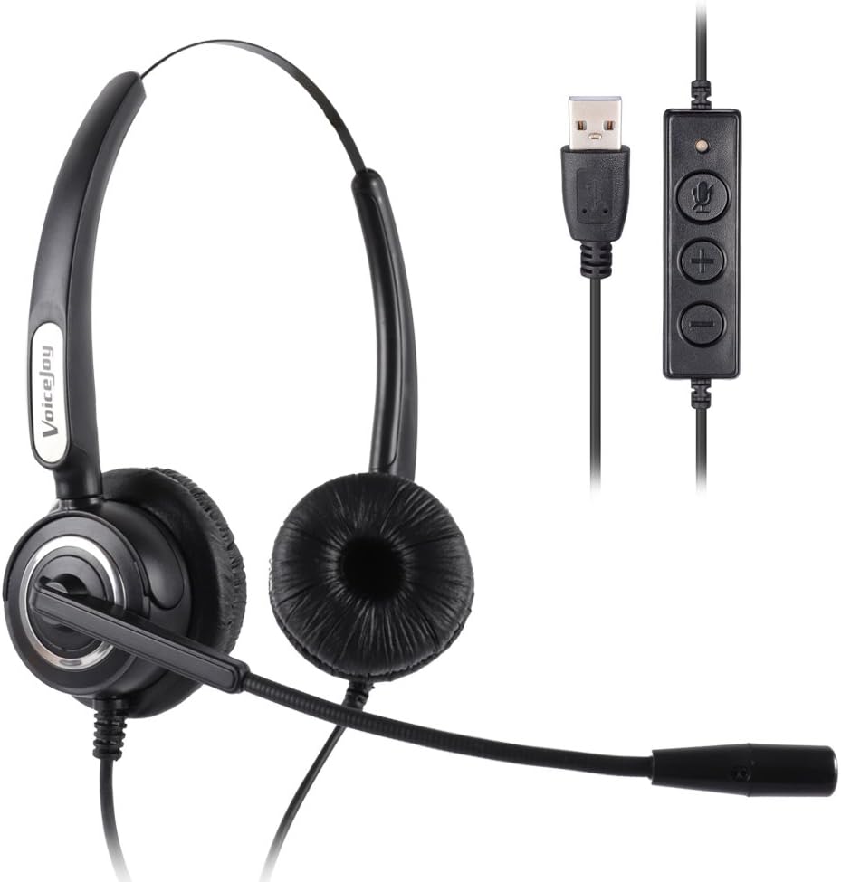 VoiceJoy Call Center Noise Cancelling Headset with Mic for PC