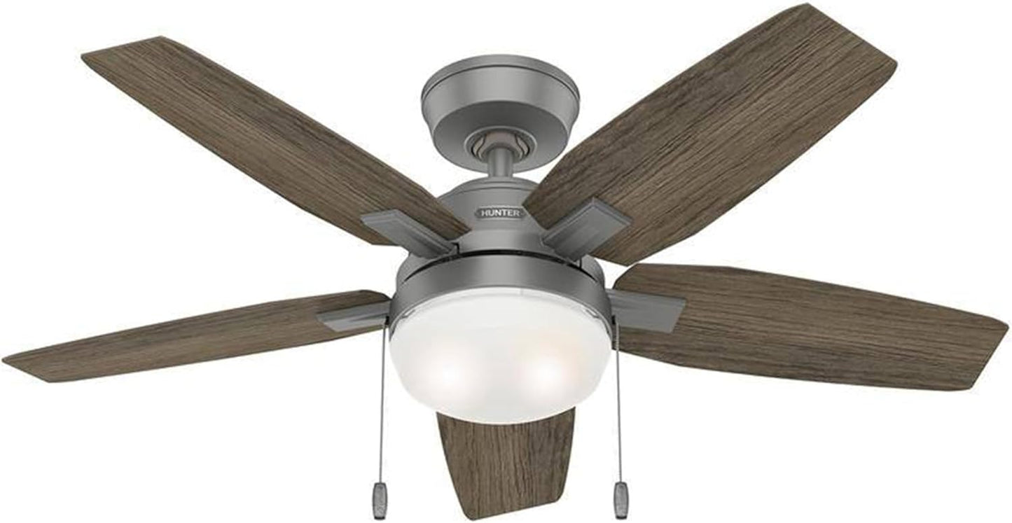 Contemporary Matte Silver Indoor Ceiling Fan with LED Light