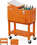 VINGLI Patio Cooler 60-Quart Rolling Ice Chest - Portable Party Cart