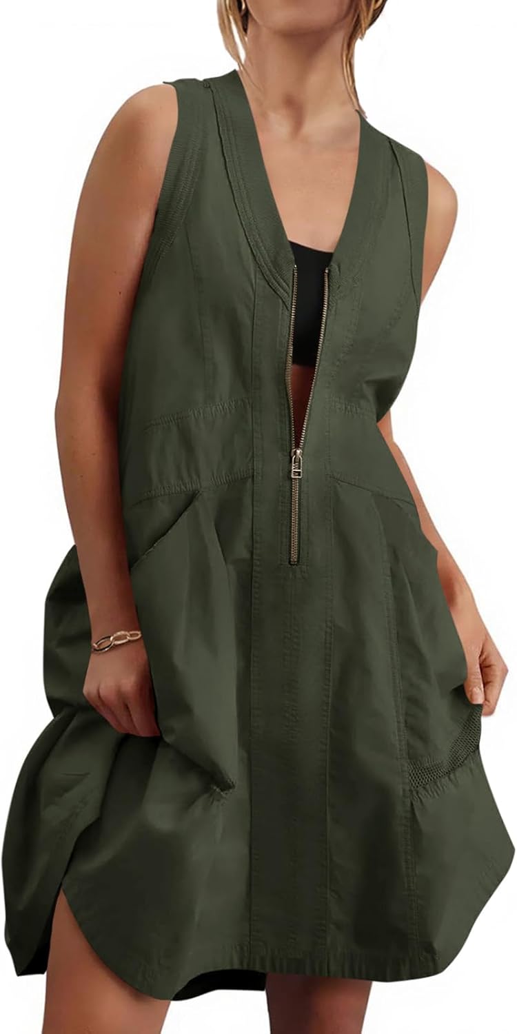 Fisoew Women's Sleeveless Tank Mini Dress for Summer Fun