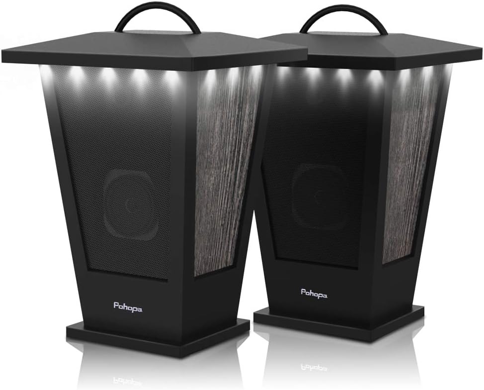 Pohopa Bluetooth Speakers Waterproof with LED Lights for Outdoors