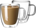 Sweese Insulated Glass Mugs - Set of 2, 12.5 oz, Versatile for Coffee & Tea