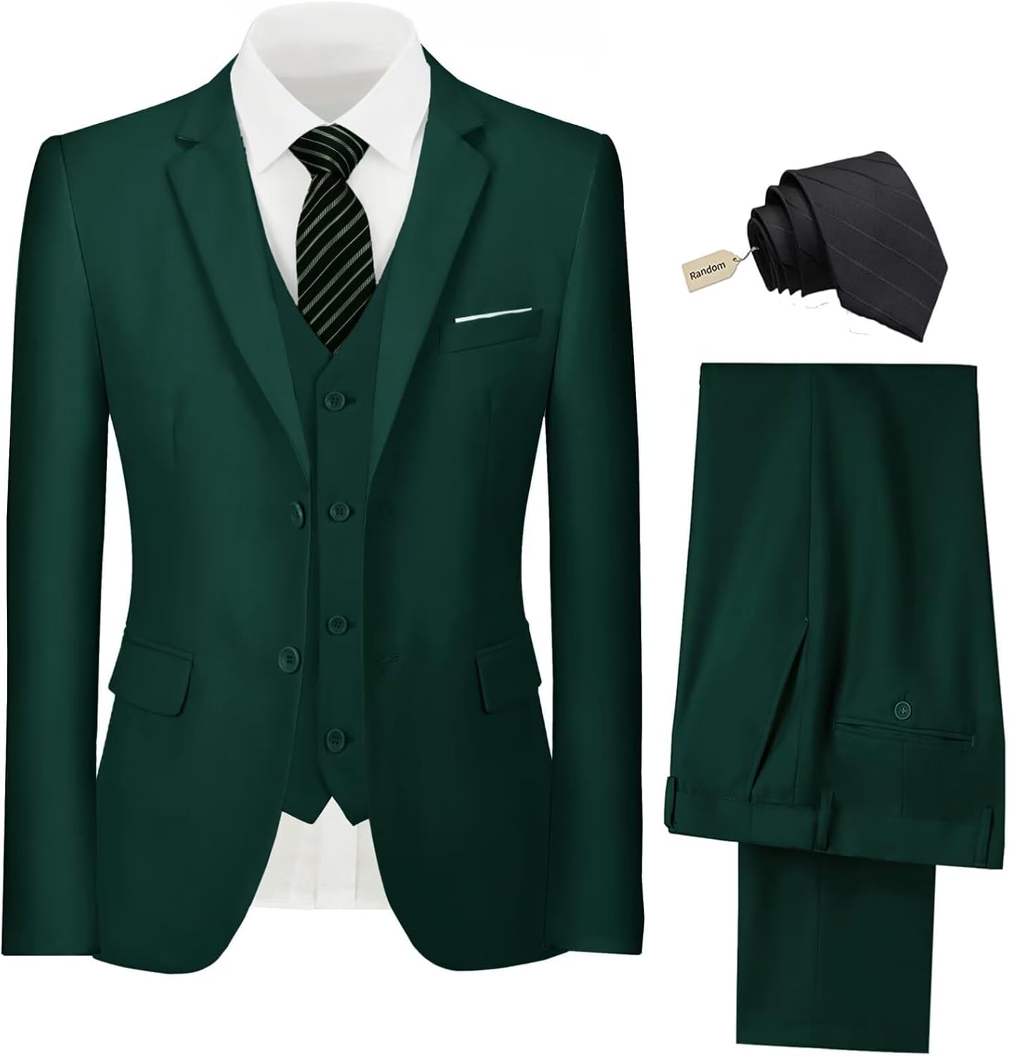 Mens Suit 3 Piece Set Slim Fit Wedding Groomsmen Suit for Men