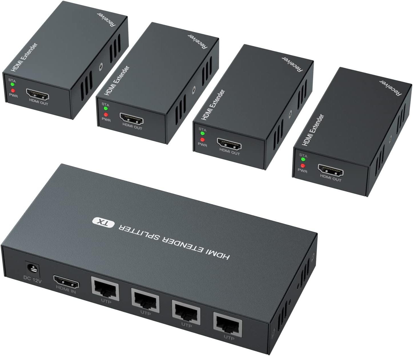 PWAYTEK HDMI Extender Splitter 1x4 for 1080P Over Ethernet