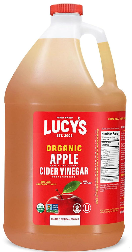 Lucy's Organic ACV - GALLON SIZE, With Mother, Raw & Unfiltered