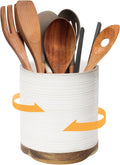 DOWAN 360 Rotating Extra Large Utensil Holder - Soft White ceramic