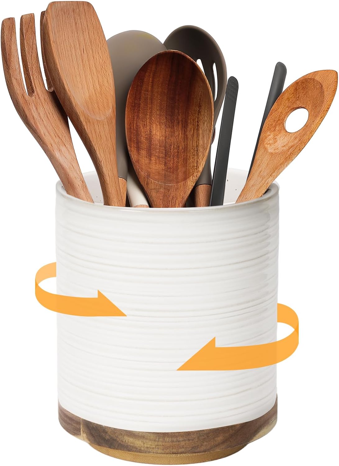 360 Rotating Extra Large Cooking Utensil Holder for Kitchen