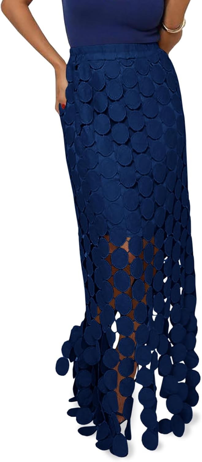 Cicy Bell Womens Hollow Out Maxi Skirt for Summer Style