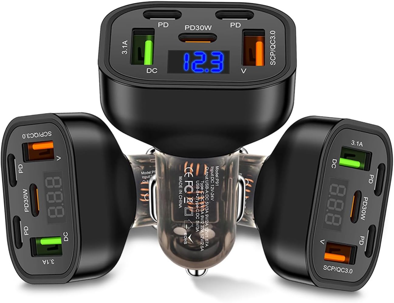 Fast Charge 5-Port PD Car Charger for iPhone & Samsung - PWEITE