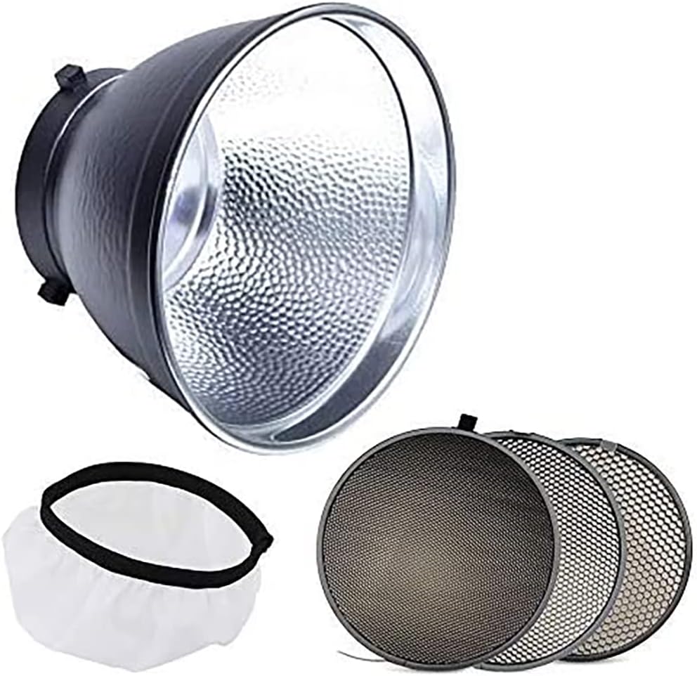 Fotoconic 7in Reflector with Honeycomb Grid & Diffuser Sock