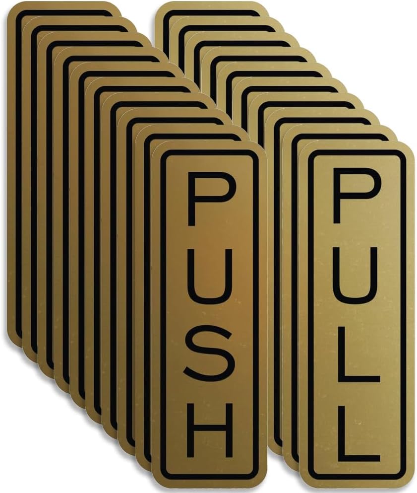 Classic Vertical Push Pull Door Signs for Glass Doors - 10 Pack