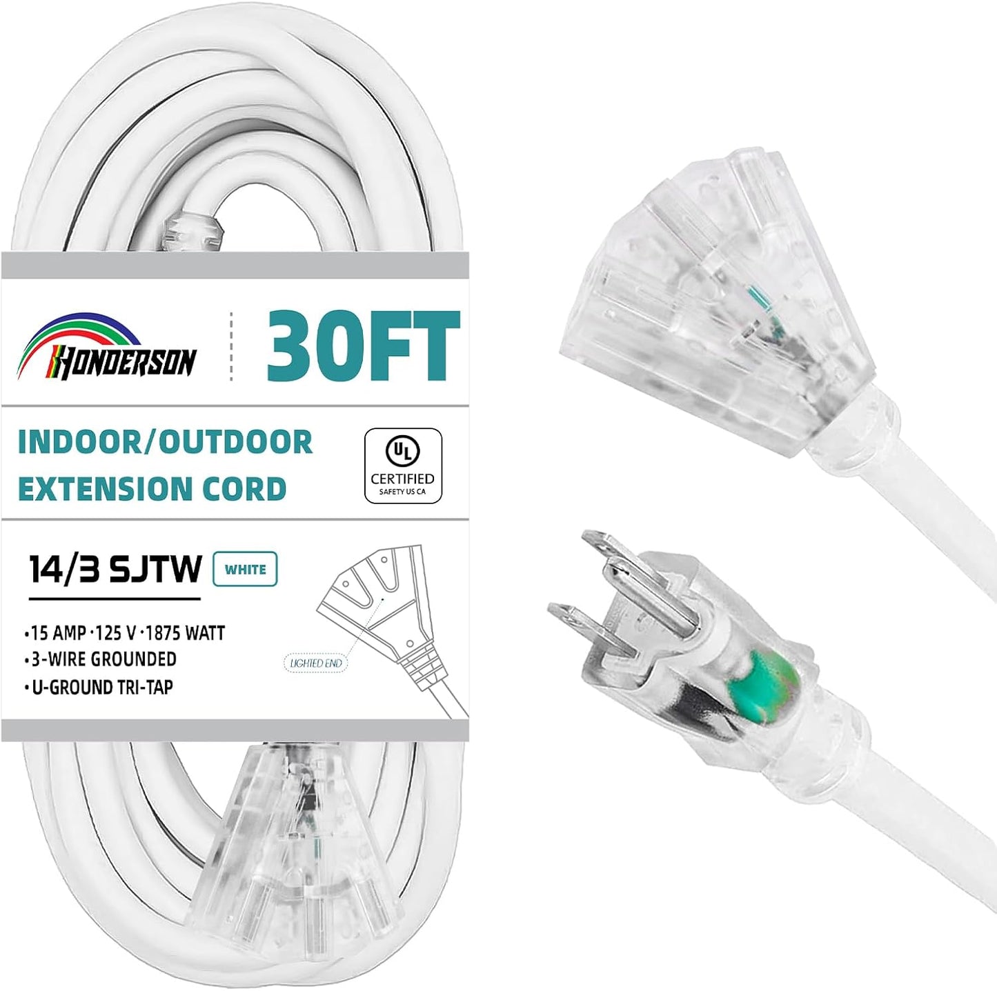 3-Outlets Weatherproof Extension Cord for Indoor and Outdoor Use