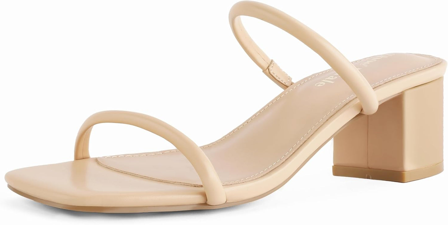 Shoe'N Tale Strappy Heels for Women with Low Block Heel