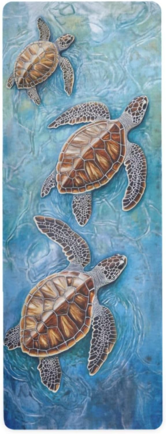 Eco-Friendly Non-Slip Yoga Mat: Kigai Sea Turtles 71x26