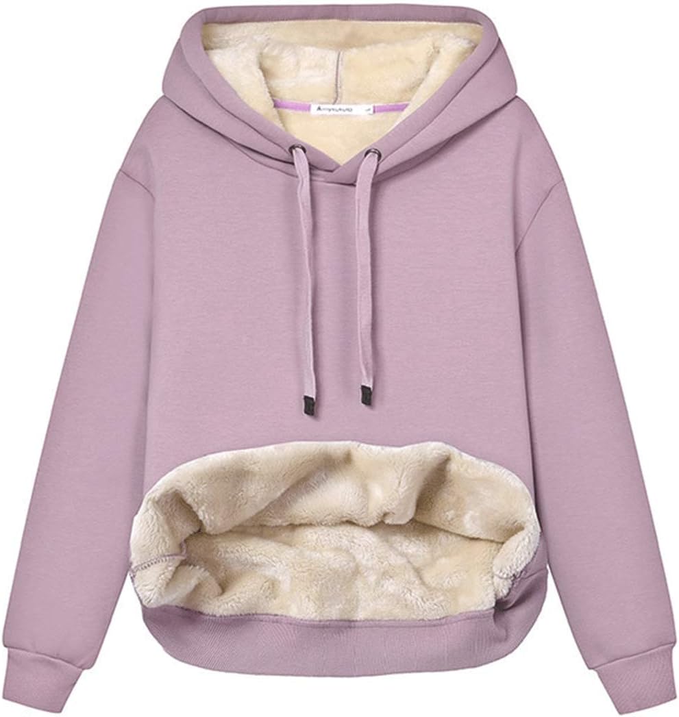 Haellun Womens Casual Winter Warm Fleece Sherpa Pullover Hoodie